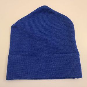 Stowe Woolens Blue Knit 100% Pure Wool Winter Beanie Hat